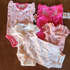 Carter's Pink & Cream Baby Girl Onesie Bundle - 5 Pack